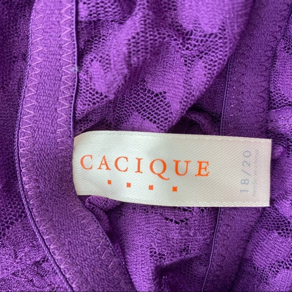 Cacique Size 18/20 Purple Lace Sheer Slip Nighty Ruffle Lingerie - Picture 8 of 8